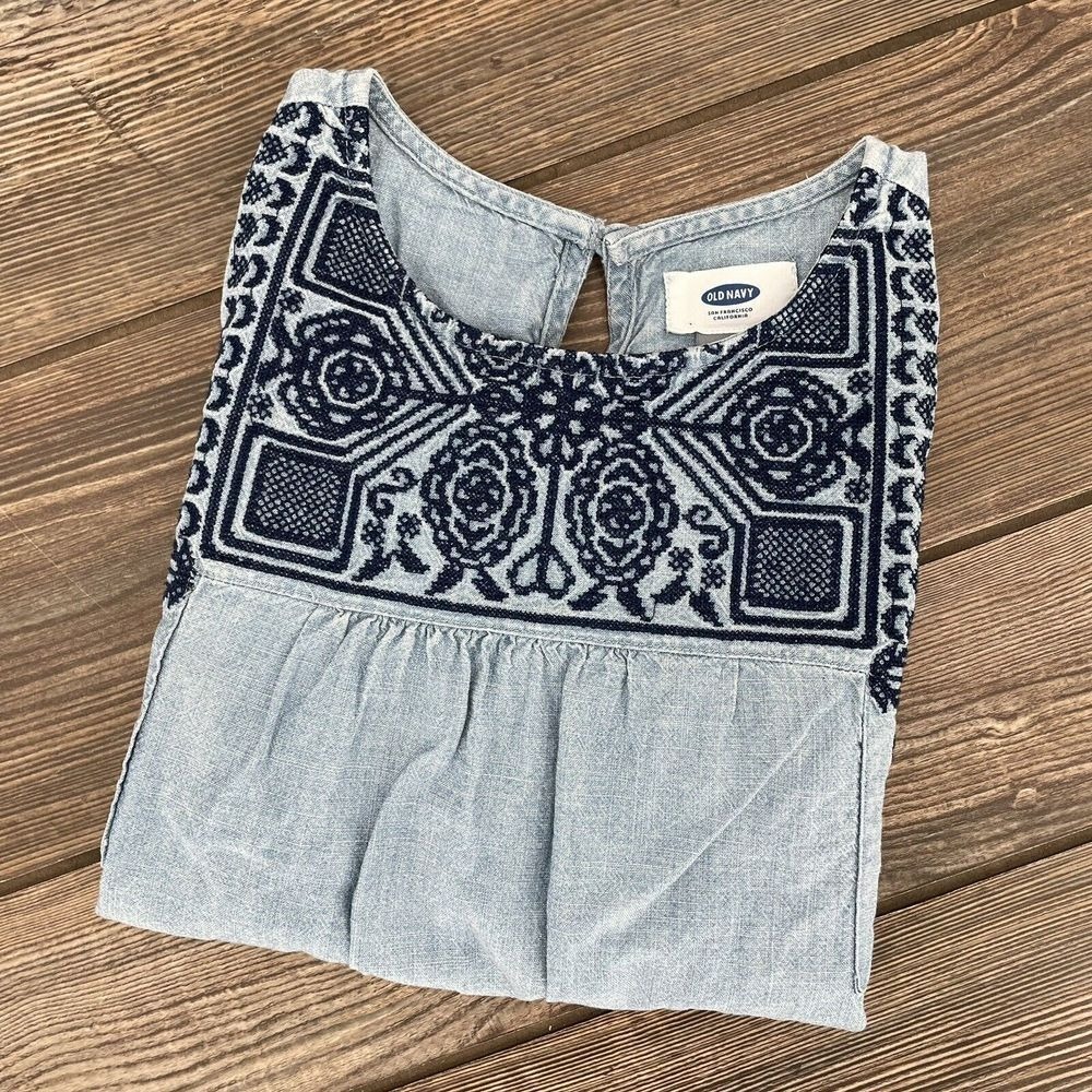Old Navy Girls Embroidered Sleeveless Blue Dress Size 5‎ (XS)